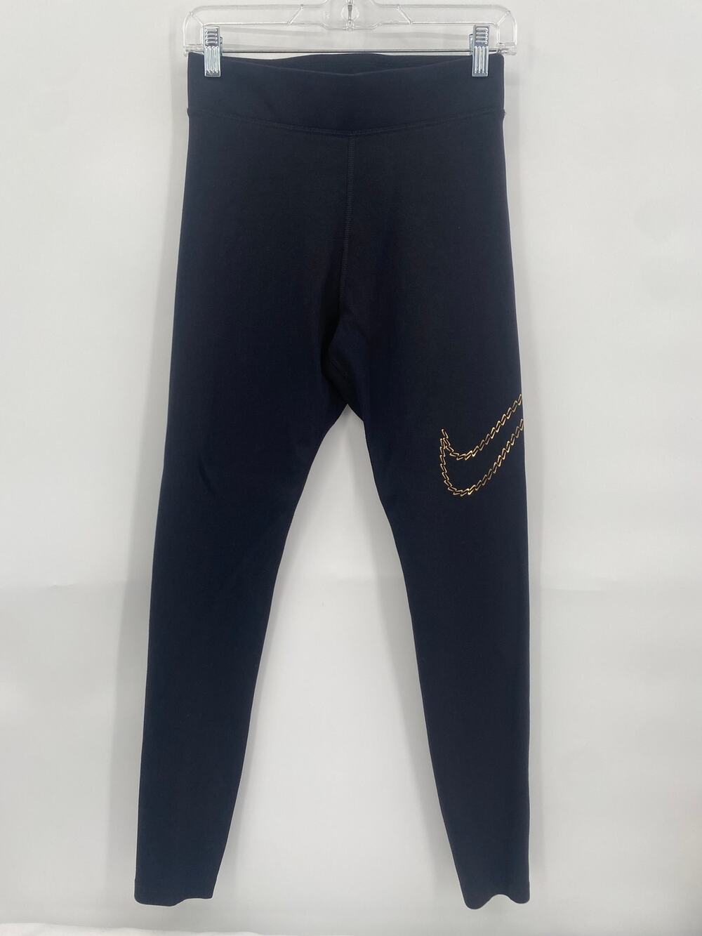 Nike Shine High-Rise Leggings Black Gold Logo Women's Medium